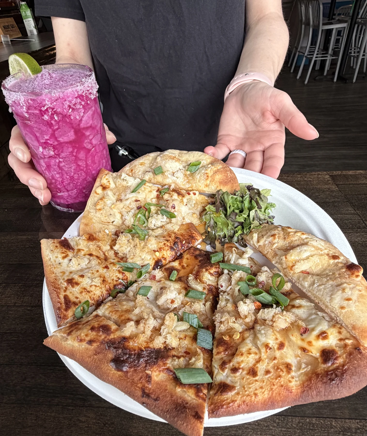 Flatbread and cocktail served at Royal James