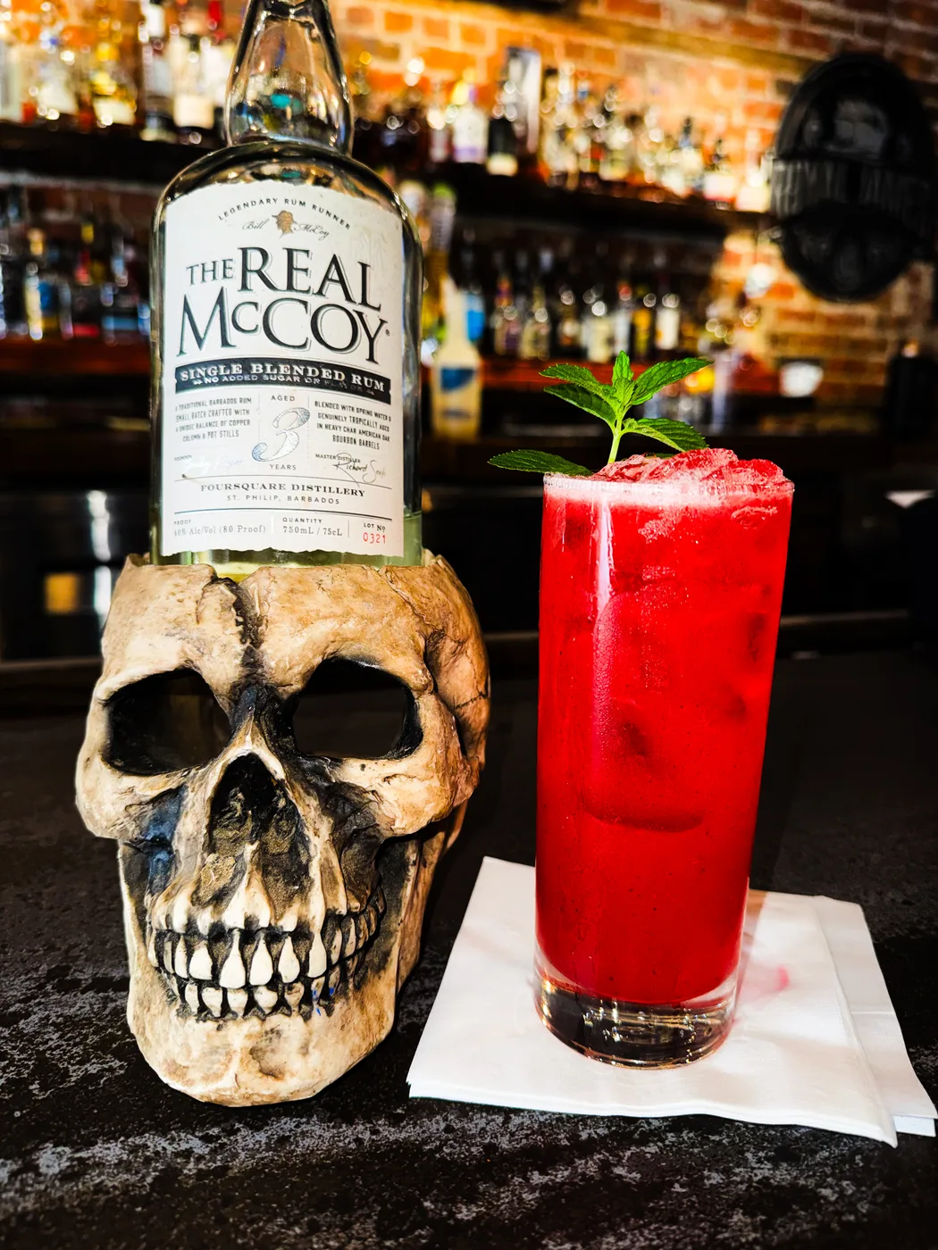 Red cocktail served at Royal James